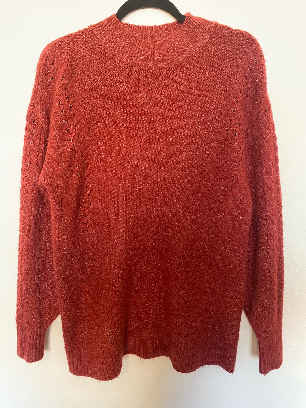 LC Lauren Conrad Rust Red Cable Knit Turtleneck Sweater